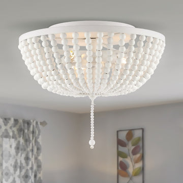 Allison 15" Wood Beaded/Metal LED Flush Mount